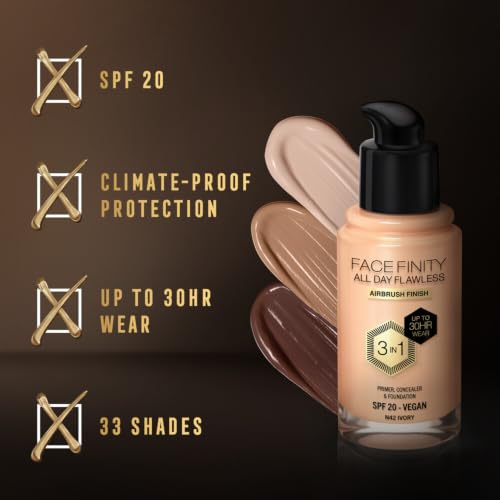 Image of Max Factor Facefinity All Day Flawless 3-in-1 Foundation - N42 Ivory, 30ml