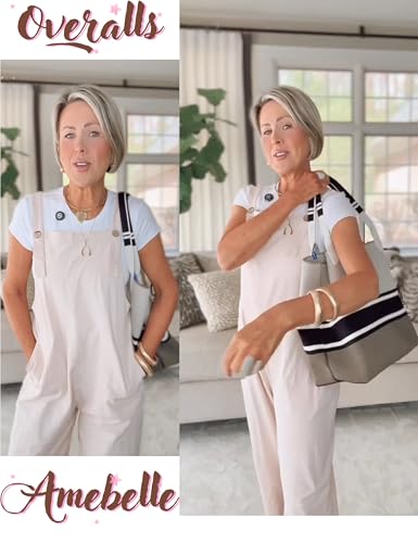 Image of AMEBELLE Women's Sleeveless Cotton Linen Overalls Rompers Baggy Wide Leg Jumpsuits