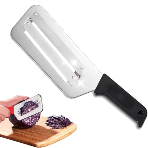 Generico Taglierina Julienne a Doppia Lama, Julienne a Doppia Lama in Acciaio Inox Aggiornata, Tagliaverdure Multifunzionale, Grattugia per Insalata di Cavolo, Lame Affilate Resistenti(Black)