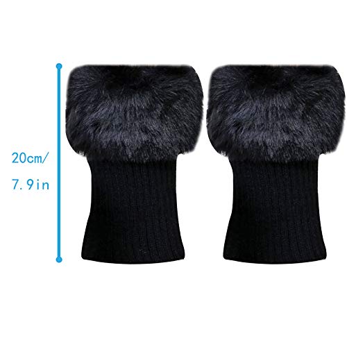 Hoce Kids Girls Knitted Furry Short Boot Toppers Socks Faux Fur Boot Cuffs2