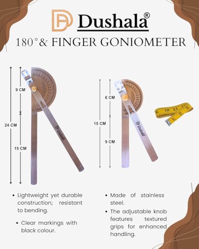 Image of Professional Medical Kit, 6-Piece Set with 360 Goniometer, 180 Goniometer, Finger Goniometer, Knee Hammer, Measuring Tape (With 1024 Hz Tuning Fork)