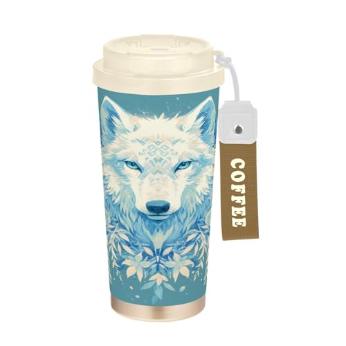 Art Wolfs - Vaso de viaje para café Togo con tapas, acero inoxidable, aislado, para bebidas calientes y frías, 17 onzas, a prueba de fugas