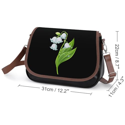 White Lily Of The Valley Flower Crossbody Bags for Women Leather Tote Bag Handbag Purse for Work Travel2