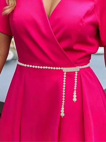Pearl Belt White Women Wasit Chain Adjustable Plus Size Belts Body Accessories for Dress4
