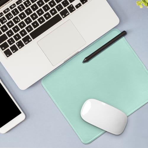 Image of FROGIGO Mouse Pad with Stitched Edges - Solid Color Mousepad for Women, 9.25 x 7.75 inch Washable Square Desk Pad, Non-Slip Rubber Base, Office Home Laptop Accessories - Baby Blue