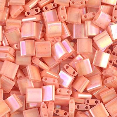 50 Grams Miyuki Tila Bead 5x5mm Salmon Opaque Tea Rose Luster Glass Bulk Bag TL596-50