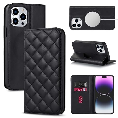 【DBWYPY】マトラッセ キルティングケース iPhone15Proケース MagSafe対応 手帳型 カード収納 おしゃれ PUレザーケース アイフォン15Proケース スタンド機能 スマホケース かわいい あいほん15Proケース 対応 いPhone