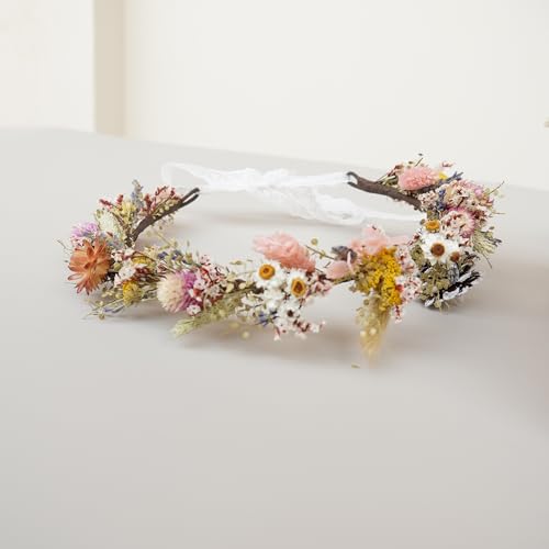 Corona de flores secas para boda para niña miniatura 2