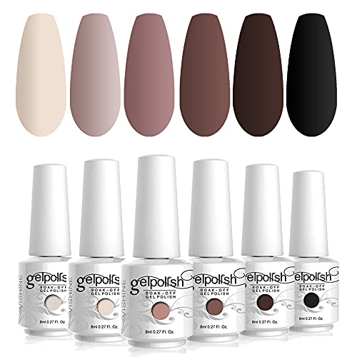 Vishine Gel Nagellack -Shellac Gellack UV 6 farbene Nude Farben Pastell Hellgrau Kit Serie Semi-permanent Soak Off… – Bild 7