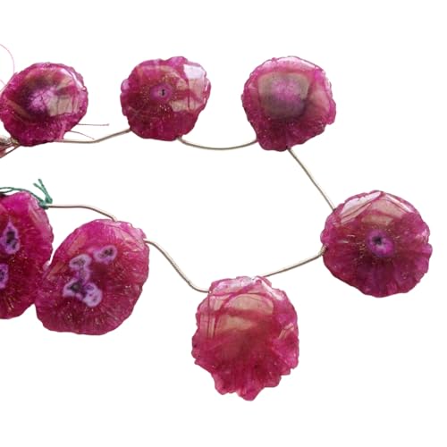 Quartz solaire rose tranches de stalactite naturelles percées 26-35 mm pour création bijoux 7Pcs