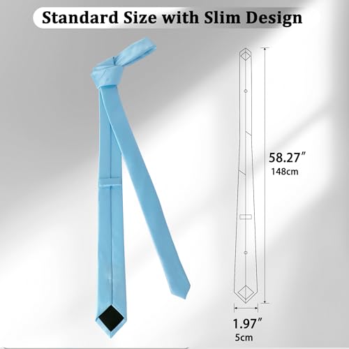 Image of Landisun Black Tie Men Women Solid Skinny Ties Slim Ties Satin Tie