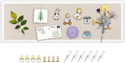 Linen Bulletin Board, 11.8"x35.4" Large Pin Board,Cork Board for Walls, Fabric Bulletin Board for Office Home Kitchen Decorative,Vision Board