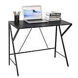 AINGOO Escritorio de computadora Simple con Estructura única Estable en Forma de R Fácil de Montar Escritorio de Oficina en casa para Espacios pequeños Escritorio para computadora portátil Negro