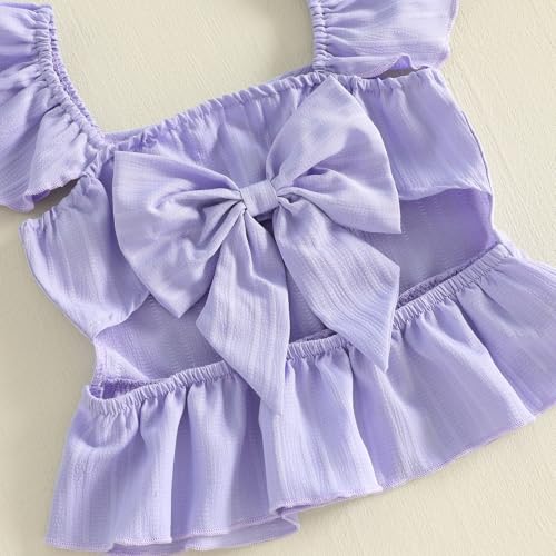 Image of Little Toddler Kids Girl Clothes Set 1-8 Years Summer Outfits Solid Color Tank Tops & Shorts