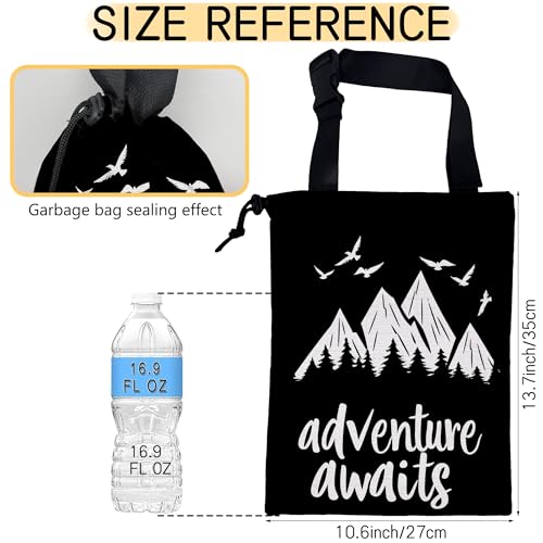 Image of Adventure Awaits Car Trash Bag,Mountain Forest Strap Drawstring Car Garbage Bags,Car Back Seat Organizer with Adjustable Buckle for Car Accessories
