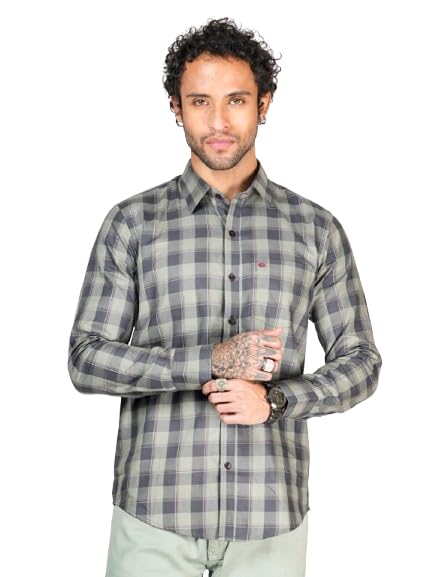 Image of Allen Cooper Checks Shirts for Men - 100% Cotton Comfort Fit Casual and Formal Shirt - Breathable, Soft, Classic Style (Multiple Colors)