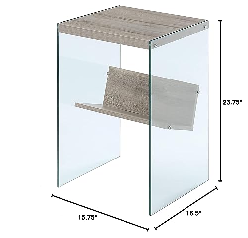 Convenience Concepts Soho End Table, Sandstone / Glass #TOP2
