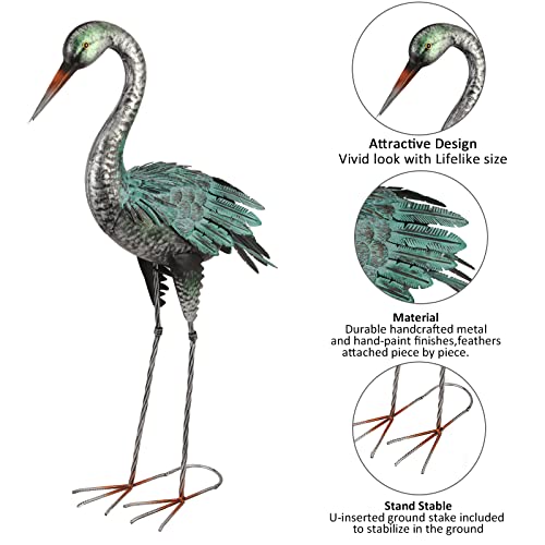 Shorayn Garden Crane Statues Outdoor Metal Yard Art Heron Statues And Sculptures,Set Of 2 #TOP5