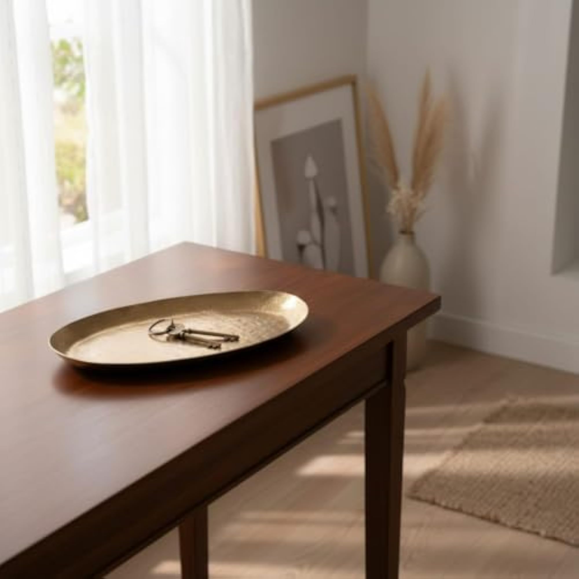 Irregular Hammered Metal Tray for Artisanal Tabletop Styling