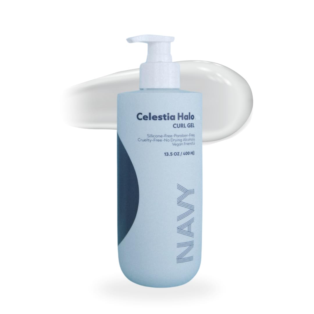 NAVY HAIR CARE Celestia Halo Curl Gel | Flexible Hold, Hydration & Definition | Lightweight Gel for All Curl Types | Aloe, Jojoba & Amino Acids | Vegan & Cruelty-Free | 13.5 oz