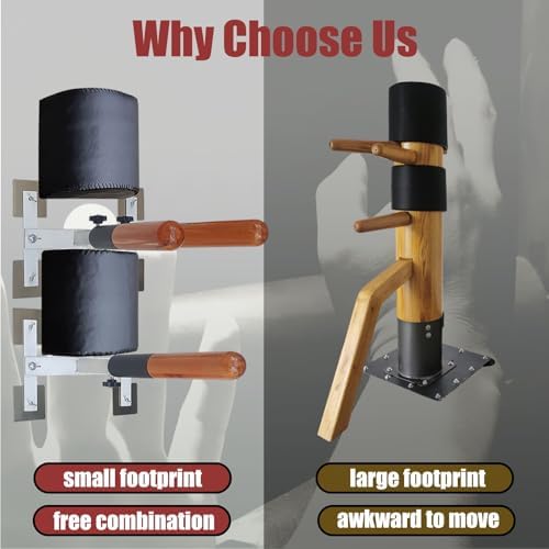 Wing Chun Dummy Martial Arts Wooden Training Equipment with Spring, Portable Kickboxing and Karate Dummy for Replacement Punching Arms and Pads