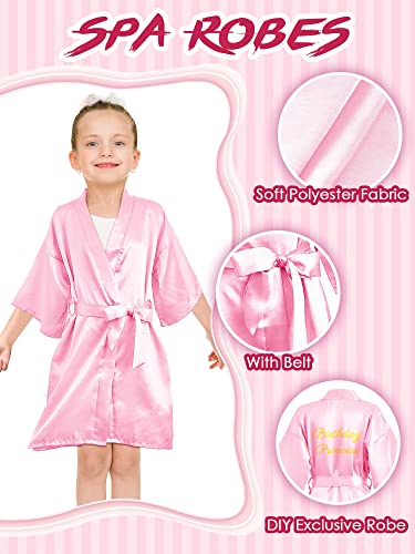 Jecery 6 Pcs Girls Squad Satin Kimono Robe Spa Party Robes Flower Slumber Robes Girl Bathrobes For Wedding Spa Birthday Gifts (Pink, Size 8) #TOP2
