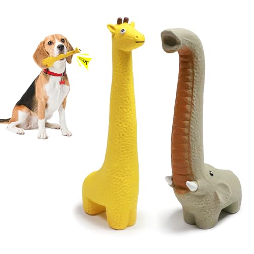 KrauzPet Latex Squeaky Dog Toys 2 Pack Soft Rubber Dog Chew Toys 9.5 Standing Stick Animal Pet Toy to Keep Them Busy Interactive Fetch Squeak Toy for Puppy Small Medium Dogs