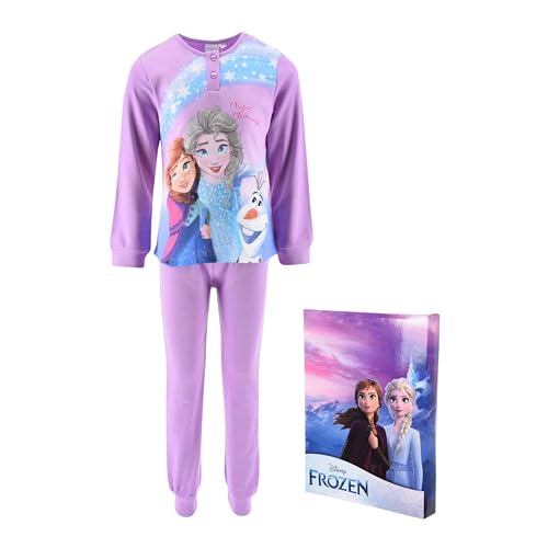 Disney Elsa Pijamas para Niña, Camiseta y Pantalon Largo Conjunto 2 Piezas para Niña, Diseño Elsa Anna y Olaf, Frozen Pijama Algodon Suave Morado, Regalo Pijama Niñas | Talla 3 Años - Morado