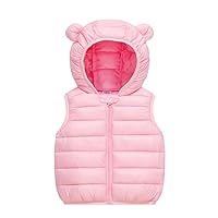 JiAmy Kids Winter Gilet, Girls Boys Hooded Vest Lightweight Sleeveless Jacket Outwear for Spring Autumn Winter Pinkfor 12-18 Months