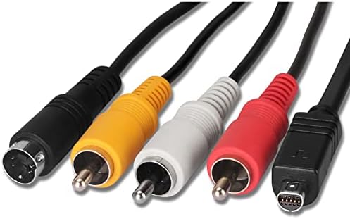 Kacebela AV A/V Audio Video RCA S-Video Cable Cord - TV-Out Cable VMC15FS Handycam Audio Video Cable, Compatible with Sony Handycam MiniDV Camcorder with 10-pin Output Connector [5Feet]