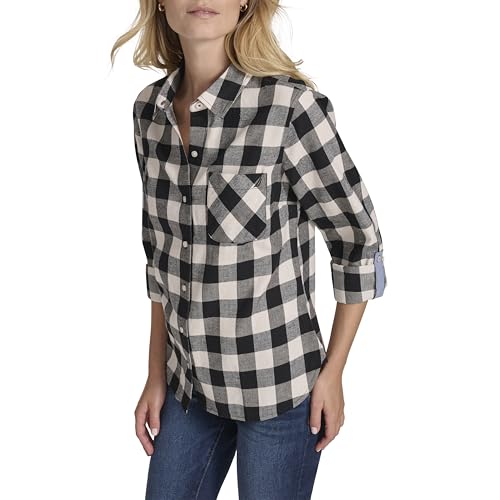 Image of Nautica Women's Button Front Long Sleeve Roll Tab Shirt