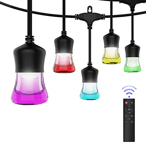 Svater Guirnalda Exterior Luminosas 15M Colorido Guirnaldas Luces Exterior Regulable Impermeable IP65 Colores Cadena de Luz con 15 LED Bombillas Inastillables para Jardín Patio Fiesta Cover