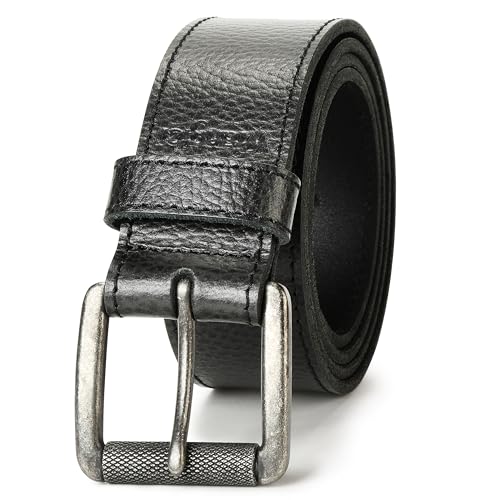 Wrangler Men's Pebble Leather Belt, 38mm Roller Buckle Casual Everyday Belt for Jeans, Gift for Men