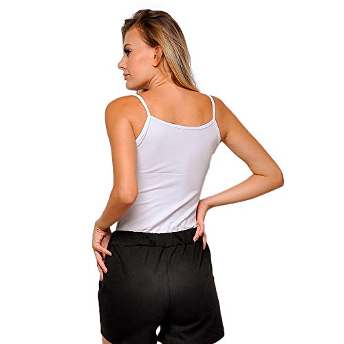 Kit com 3 Regatas Feminina Básicas de Alça (Branco Preto e Cinza, M)