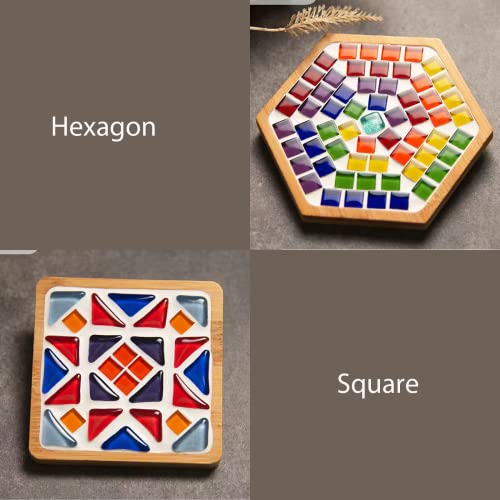 Ortiso 2 Pack Mosaic Kits For Adults, Crystal Glass Mosaic Tiles With Wooden Coaster Diy Craft Kit For Coaster Handmade Decor Gifts #TOP2