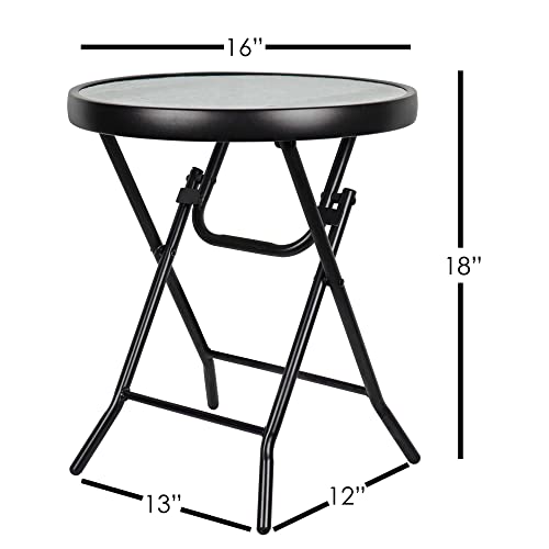 Four Seasons Courtyard RXTV-1930-FST Marbella 16 Inch Foldable All Weather Steel Round Outdoor Side And End Table thumb #5