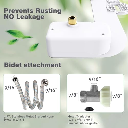 Image of Bidet Attachment, 0.23 inch Ultra-Slim No Gap Design, Non-Electric Self-Cleaning Bidet with Dual Nozzles (Rear & Feminine Wash), Adjustable Pressure, Tool-Free Installation