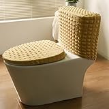 Insun Toilet Seat Cover and Toilet Tank Cover, Soft Absorbent Replacement Toilet Cover Beige, Set of 2