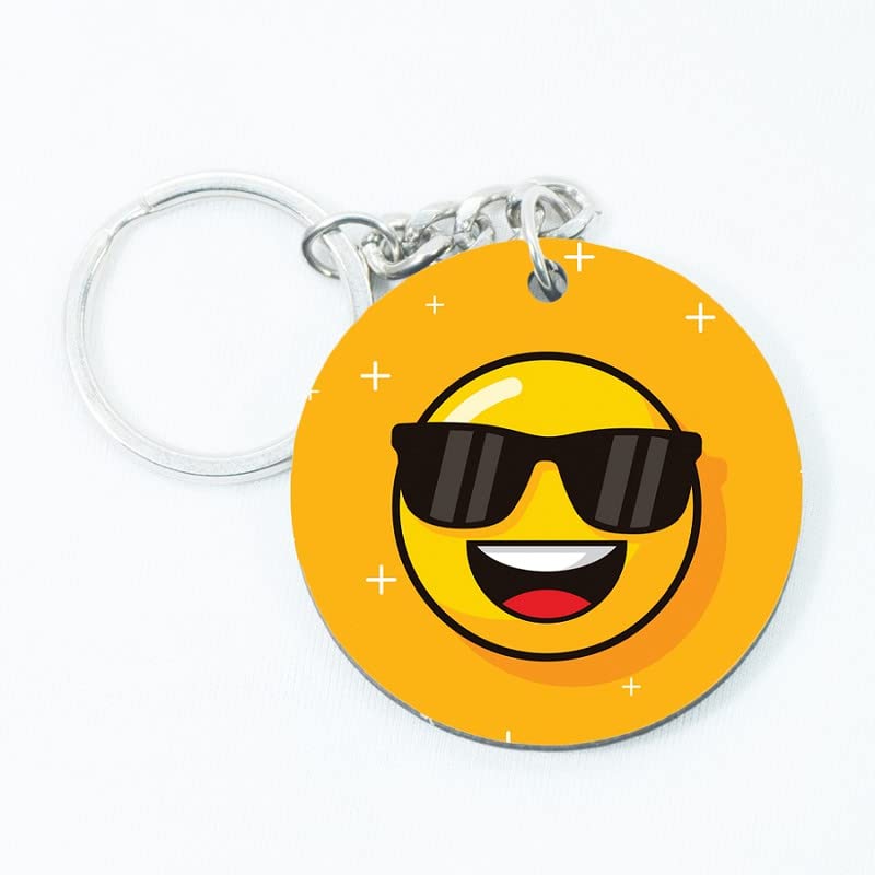 Circle Shape Printed Wooden Keychains Cartoon face Cute (Front & Back) Printed Key Chain for Bags, Lock, Home, Car and Bike Key chain KEYCH-003-image-37