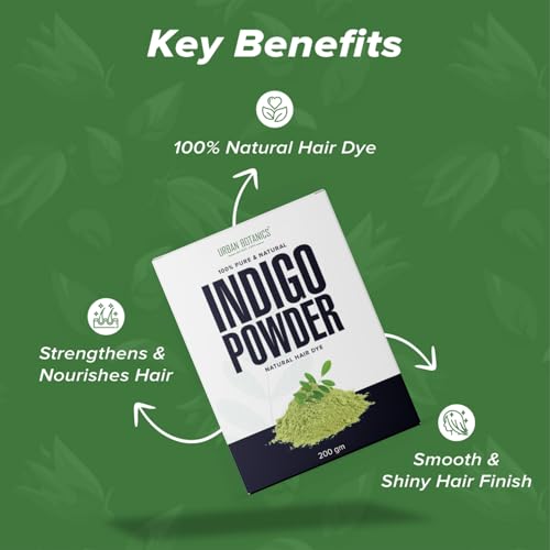 Image of UrbanBotanics 100% Raw & Natural Indigo Powder for Natural Hair Color, Organic & Chemical-Free, For Men & Women, 200g
