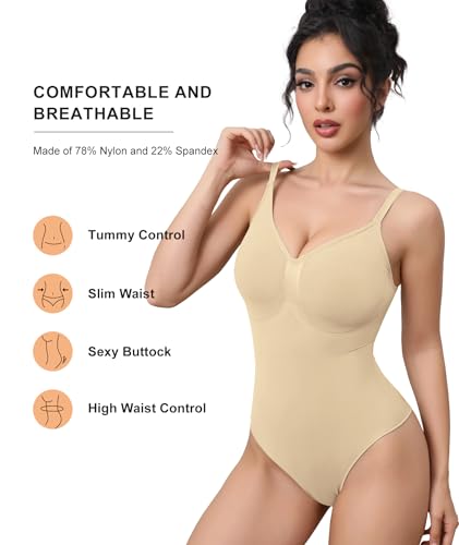 Image of Women's Strapless Shapewear Bodysuit for Women Tummy Control Shapewear, Seamless Body Shaper with Removable Straps