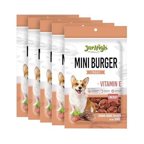 Image of JerHigh Mini Burger Dog Treats - 100 G (Pack of 5),All Life Stages,Stick