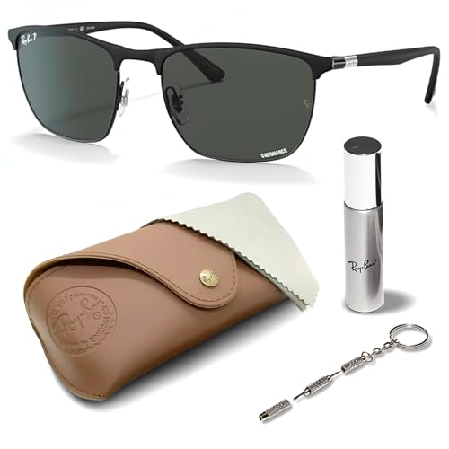 Ray-Ban RB3686 CHROMANCE Square Shaped Sunglasses for Men & Women with Official RAYBAN Eyewear Kit