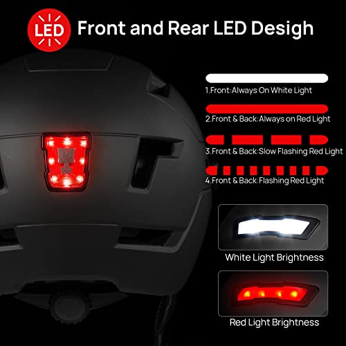 Ilm IRUS-FA-E3-10L-MB-L+XL Adult Bike Helmet With Usb Rechargeable Led Front And Back Light Mountain&Road Bicycle Helmets thumb #1