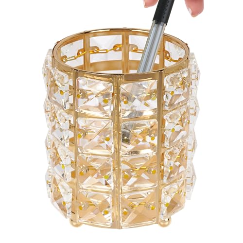 Biiange Porta-canetas de cristal, suporte multiuso para canetas, organizador de mesa para mesa e esc