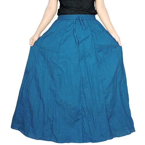 Image of Sttoffa Women Solid Color Maxi Plain Cotton Full Length White Skirt 40 inch Long Cotton Long Skirt