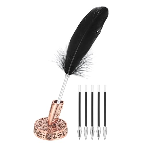 Stylo à bille à plume de luxe PATIKIL en métal bronze et ses recharges