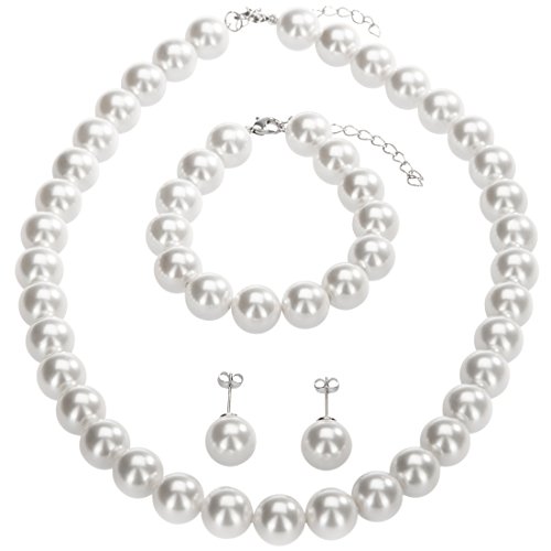 Preisvergleich Produktbild Berydale Perlmutt Schmuck Set, Halskette, Armband, Ohrstecker