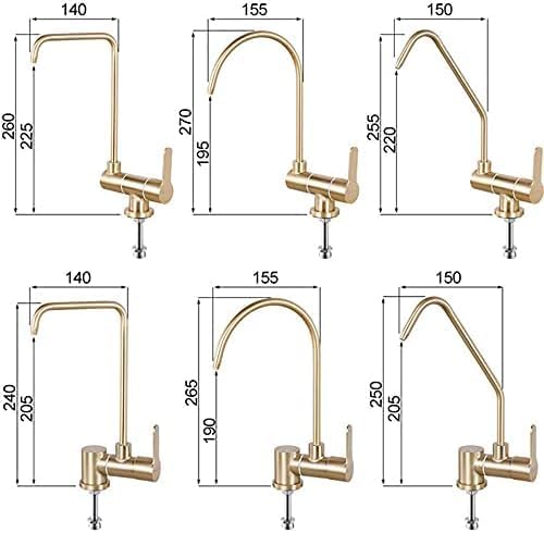 Brushed Gold Kitchen Faucet 360° Swivel Drinking Water Filter Compatible with All Water Filtration & Reverse Osmosis Systems Premium Quality Tap for Home Use