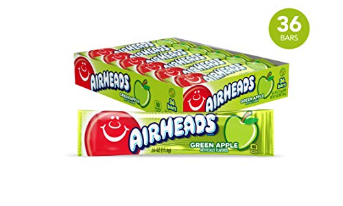 Airheads Green Apple Candy - .55 oz. Bar, 36 Pack